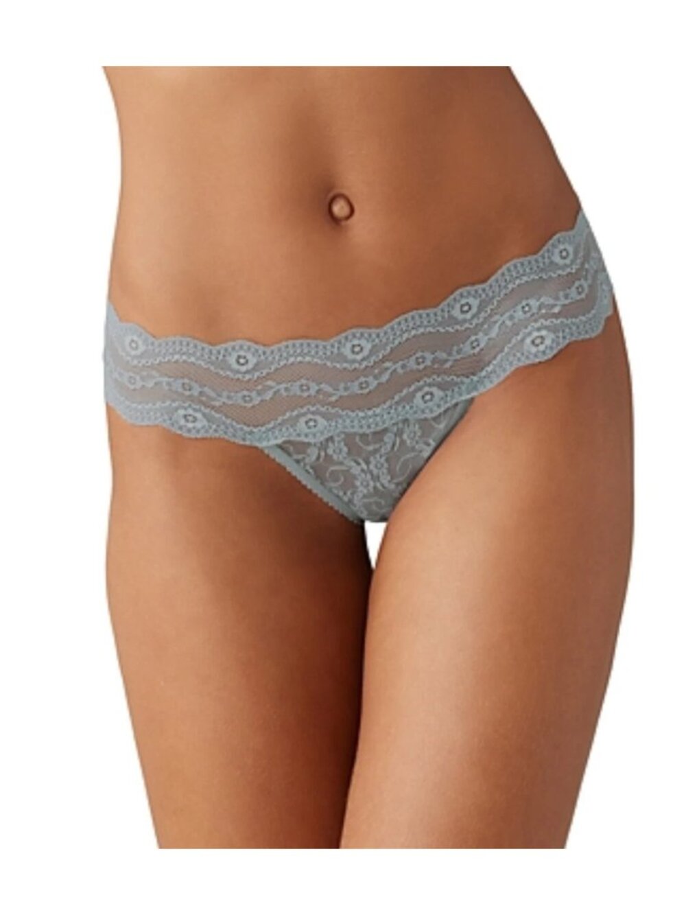 b.tempt'd by Wacoal 970182 b.tempt'd Lace Kiss Thong Blue Gray NEW